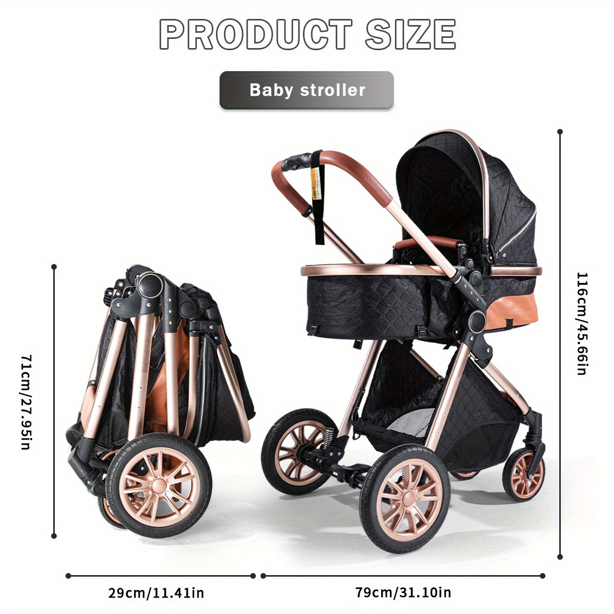 Cochildor Foldable Baby Stroller, Shock Absorption & All-Terrain Tires, Reversible Forward-Facing Push Adjustable Handlebar Large Sun Canopy Storage Basket, Lightweight Durable Polyester Frame, for Travel Shopping Park, Grey\u002FBlue\u002FBlack