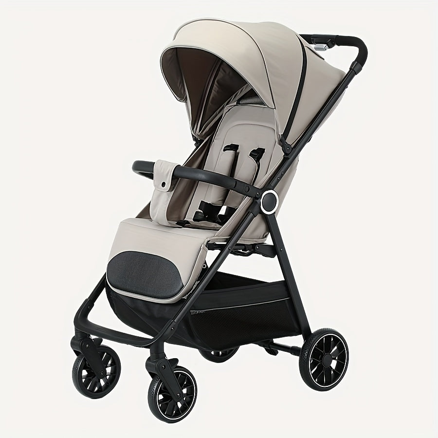 Foldable Baby Stroller with Reclining Shock-Absorbing Seat & Storage Basket - Lightweight Frame, Compact Stroller for \u002F, Quick-Fold Portability (Removable Handle) - \u002F - Baby Travel
