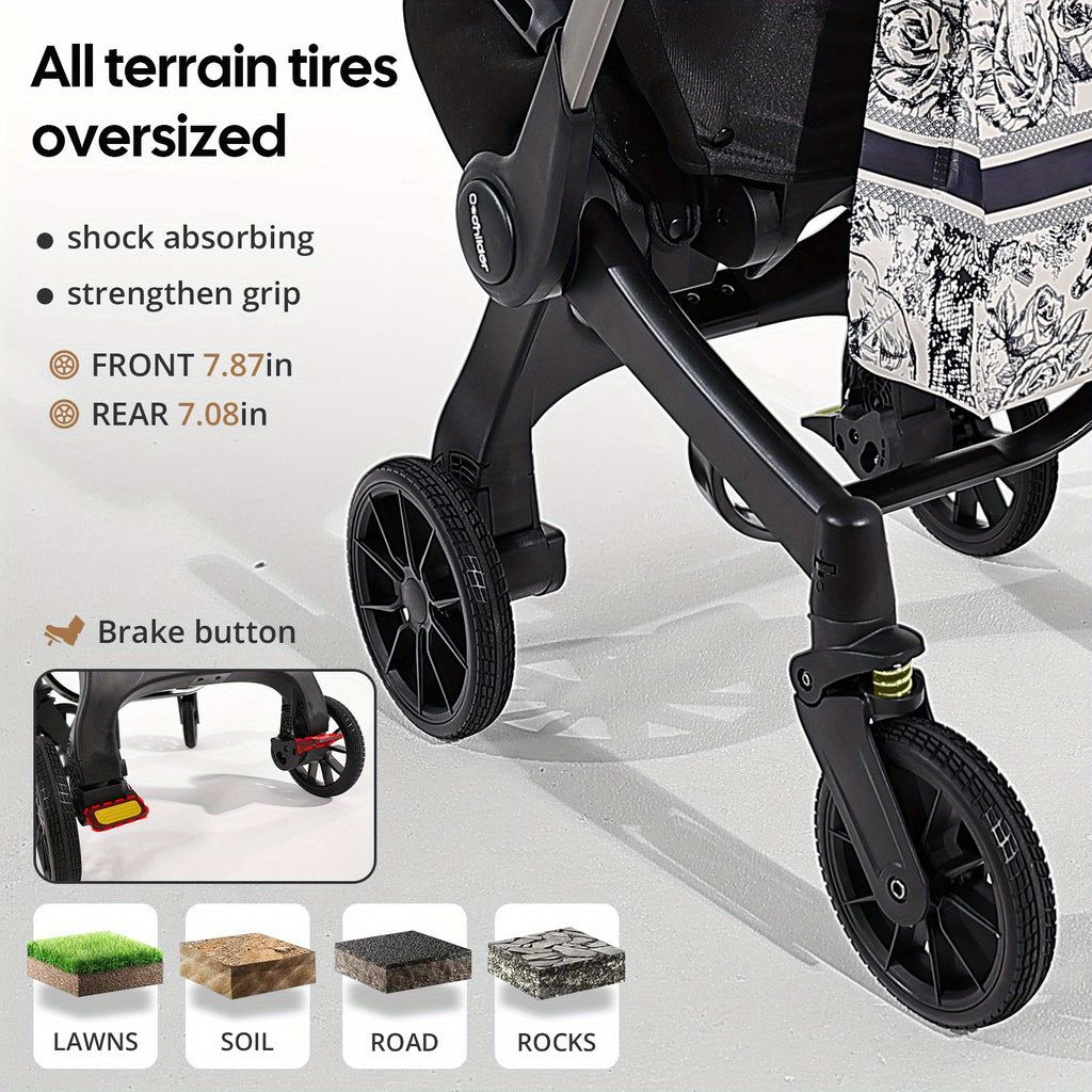 Travel Baby Stroller, Foldable and Bidirectional, Adjustable Sunshade Roof, Metal Frame and Comfortable Fabric- Multiple Colors Available (Black\u002F Pink\u002F Green)