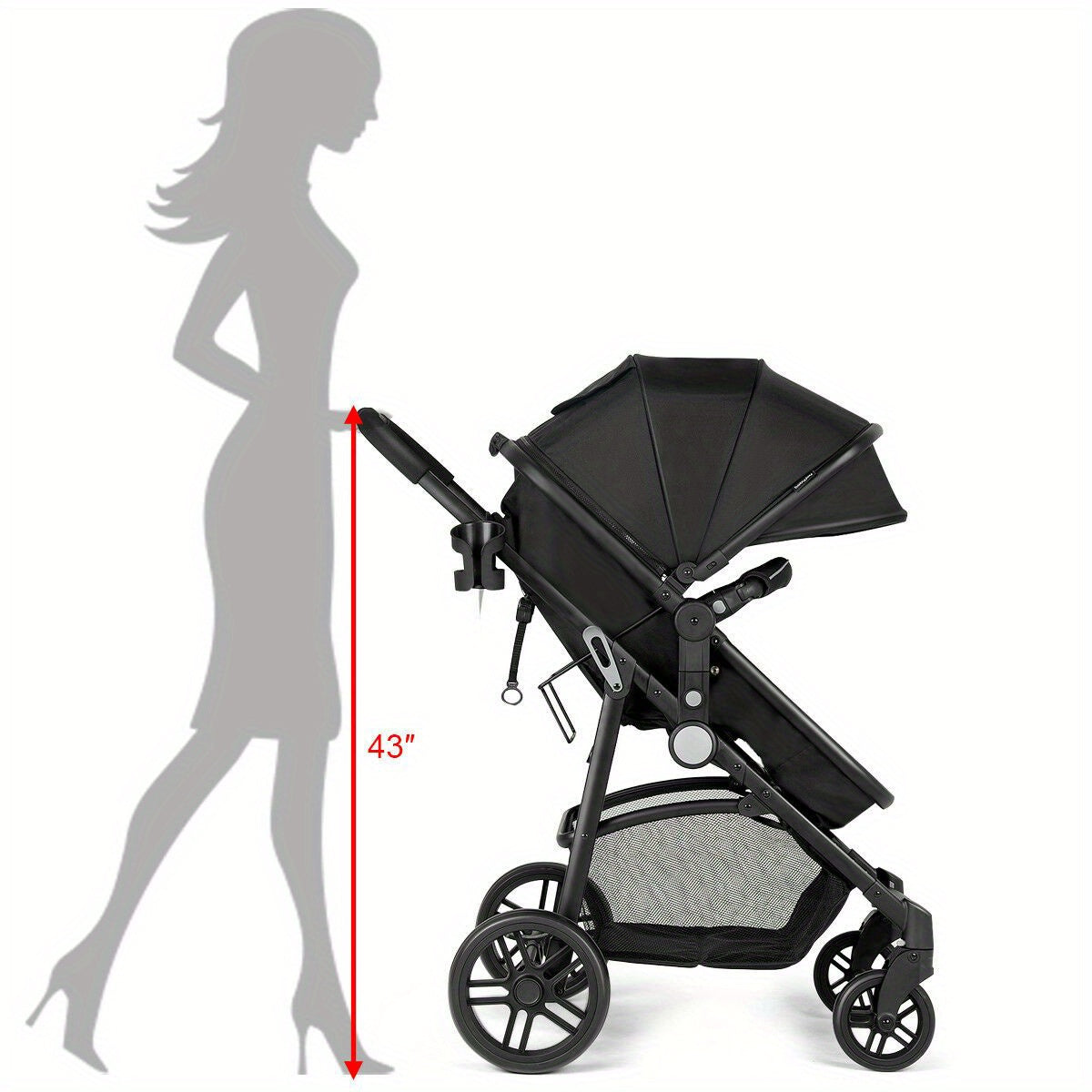 Christmas Multigot 2 in 1 Foldable Baby Stroller Kids Travel Newborn Infant Buggy Pushchair Black