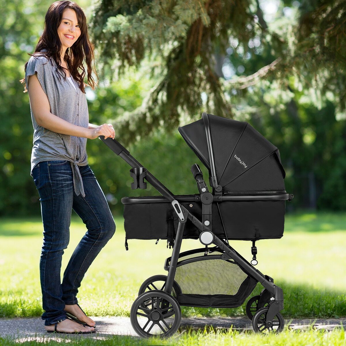 Christmas Multigot 2 in 1 Foldable Baby Stroller Kids Travel Newborn Infant Buggy Pushchair Black