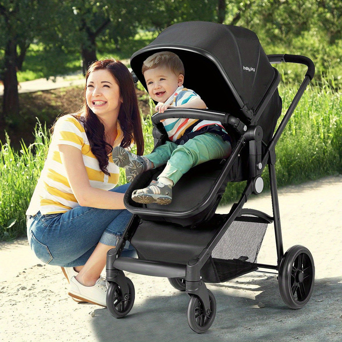 Christmas Multigot 2 in 1 Foldable Baby Stroller Kids Travel Newborn Infant Buggy Pushchair Black