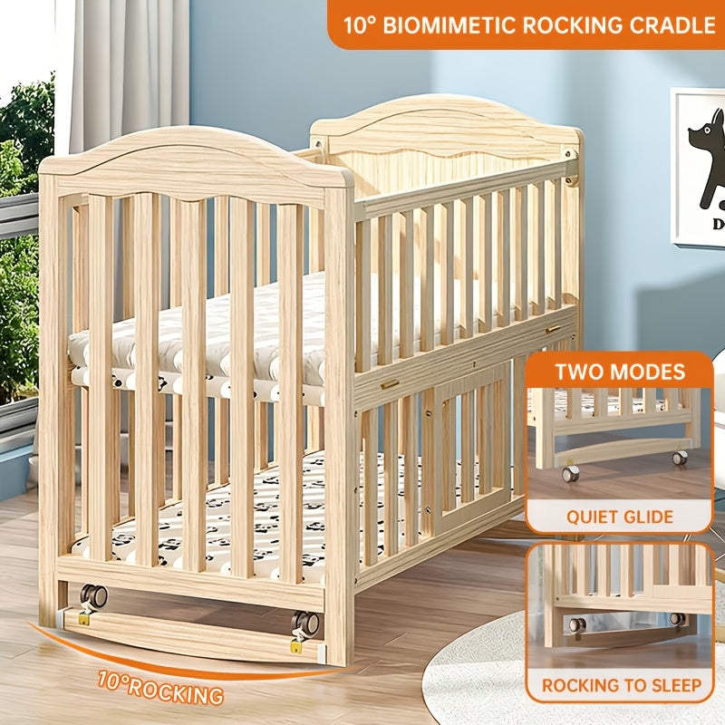 Non Full-Size Convertible Crib Set with 3-Inch Thick Mattress And Dome Mosquito Net, Adjustable Mattress Height, Movable Roller Design, Large Storage Space Under The Bed, Convertible Crib Set, Product Weight: 41 Pounds, Max Weight Limit: 33.1 Pounds