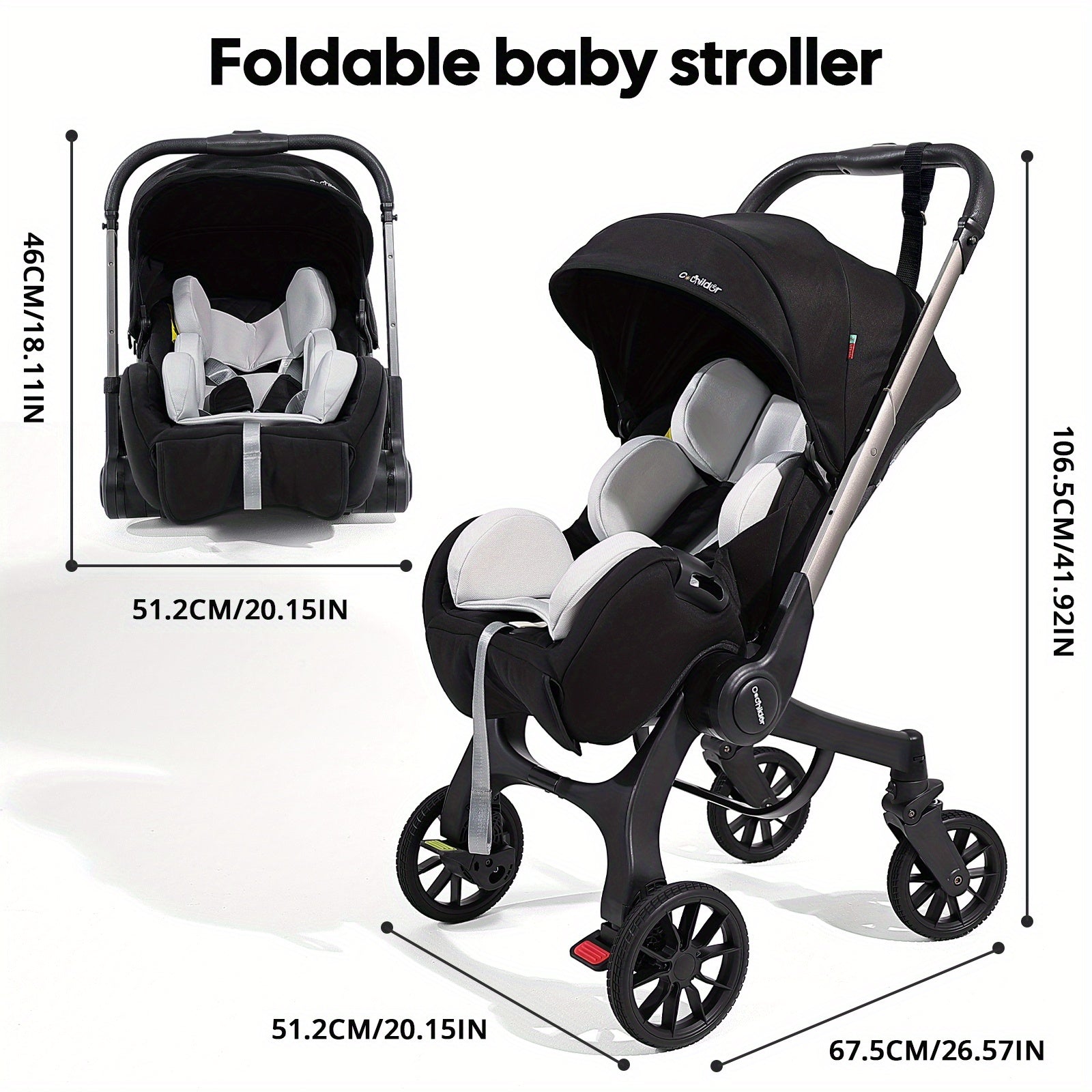Travel Baby Stroller, Foldable and Bidirectional, Adjustable Sunshade Roof, Metal Frame and Comfortable Fabric- Multiple Colors Available (Black\u002F Pink\u002F Green)