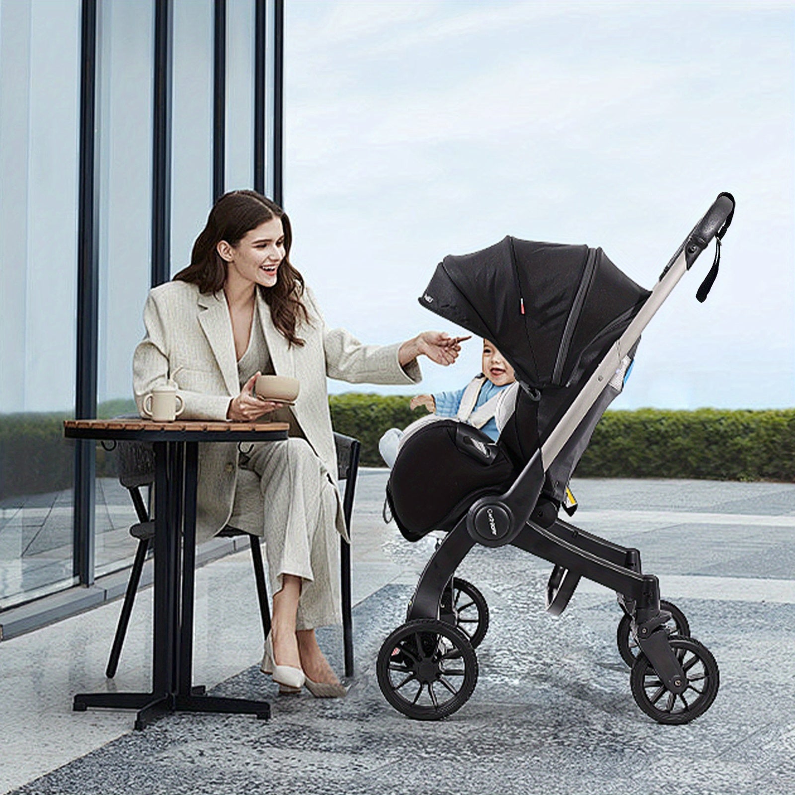 Travel Baby Stroller, Foldable and Bidirectional, Adjustable Sunshade Roof, Metal Frame and Comfortable Fabric- Multiple Colors Available (Black\u002F Pink\u002F Green)