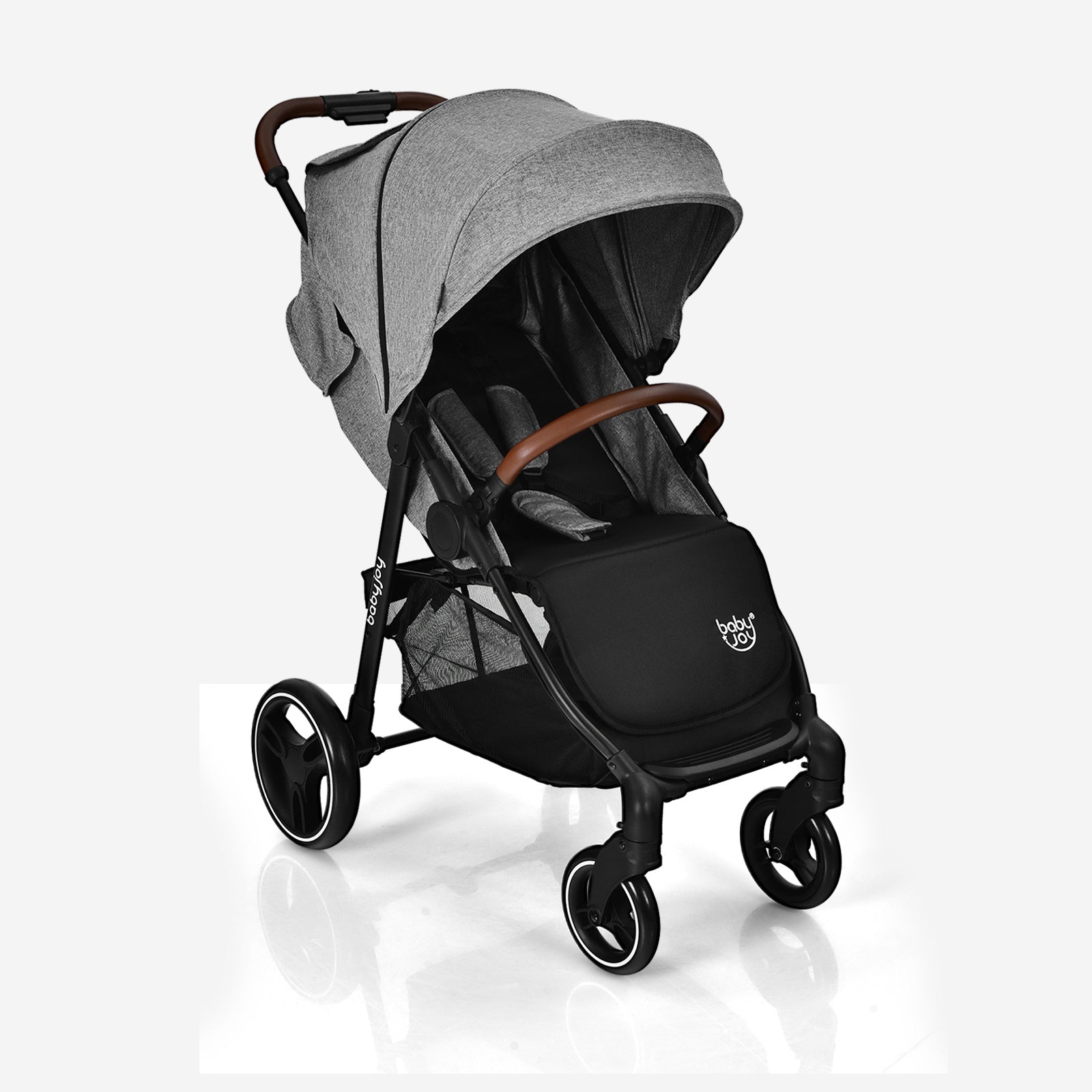 COSTWAY Babyjoy High Landscape Baby Stroller Pushchair w\u002F Footmuff & Expandable Canopy - 5-Point Safety Harness, Adjustable Backrest & Ergonomic Handlebar, Frame, Shock-Absorbing Wheels, Compact Fold, Gray