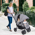 COSTWAY Foldable Double Stroller, Portable Tandem Stroller w\u002F Adjustable Backrest, Canopy, Handle & Footrest, 5-Point Safety Belt, Compact Travel Twin Stroller w\u002F Lockable Wheels.