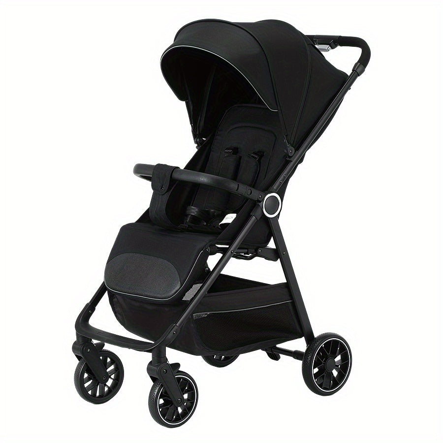 Foldable Baby Stroller with Reclining Shock-Absorbing Seat & Storage Basket - Lightweight Frame, Compact Stroller for \u002F, Quick-Fold Portability (Removable Handle) - \u002F - Baby Travel
