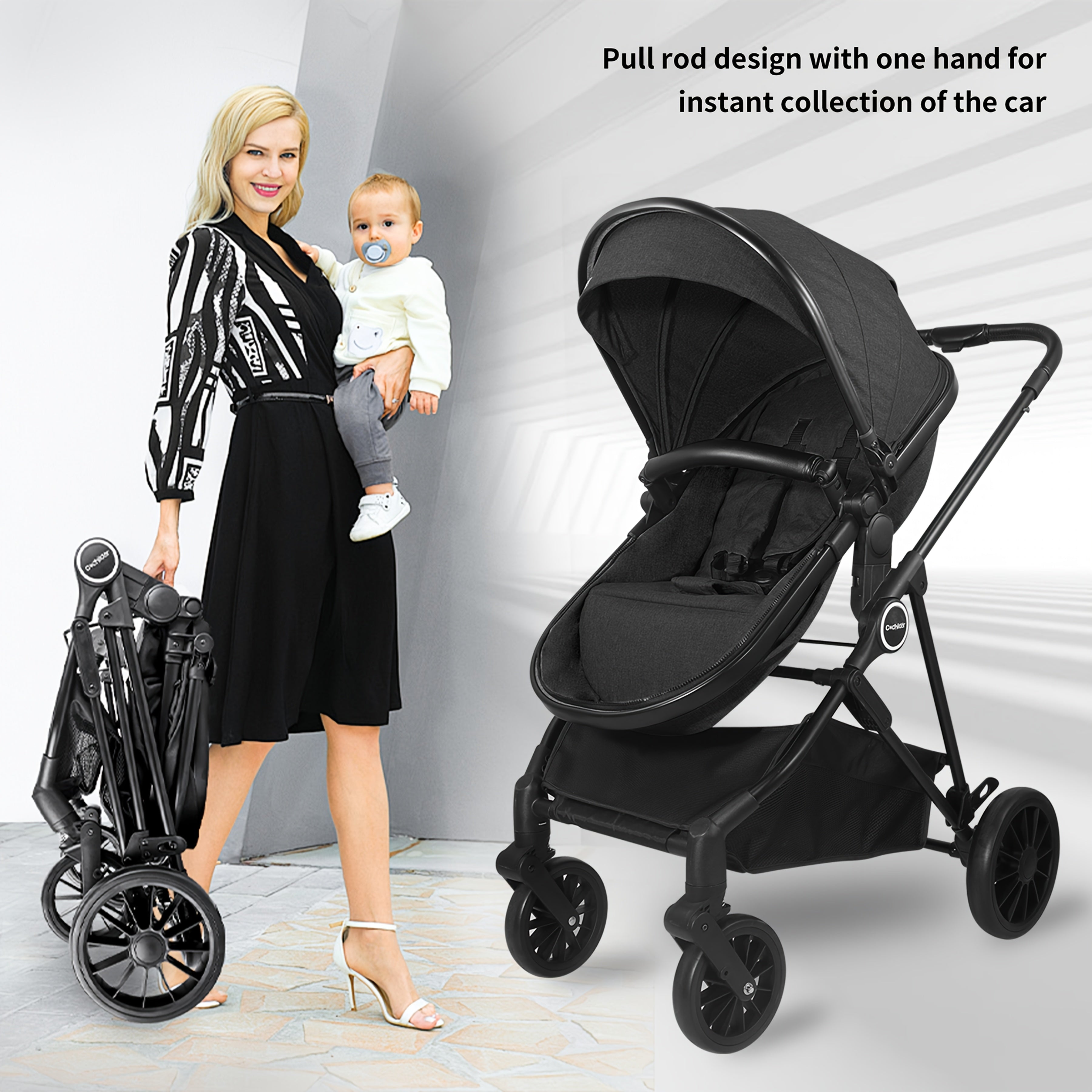 Two Way Baby Stroller, Mother Travel Good Helper, Supermarket Shopping, Baby Stroller Suitable for Spring Festival, Mother'S Day Gifts