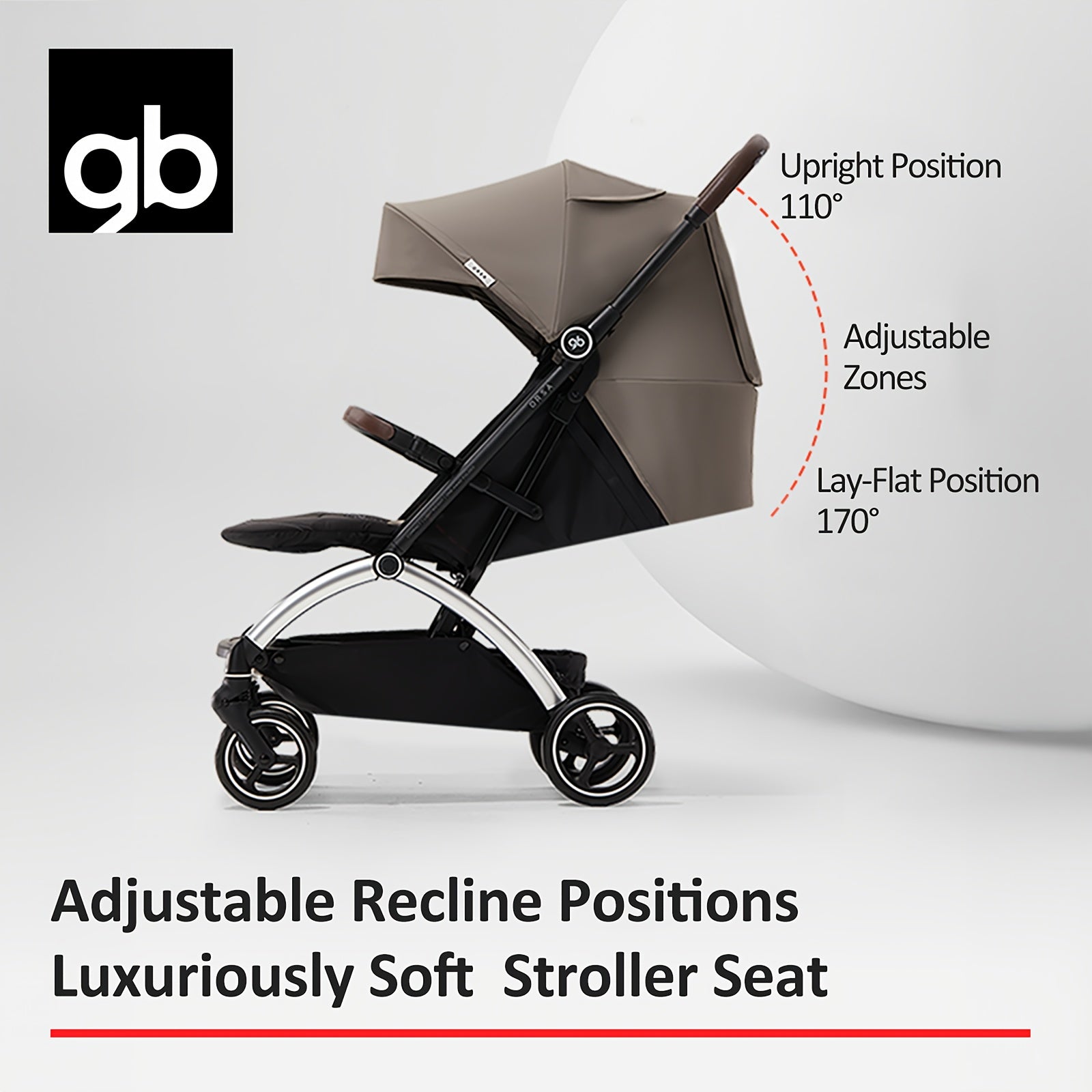 gb ORSA Stroller | Lightweight, One-Hand Folding, Reclining Seating, All-Terrain Shock Absorbers, Linked Braking System, 5-Point Safety Harness, Adjustable Footrest, Extra-Large Canopy, Aluminum Frame, Travel-Friendly, Spacious Storage Basket