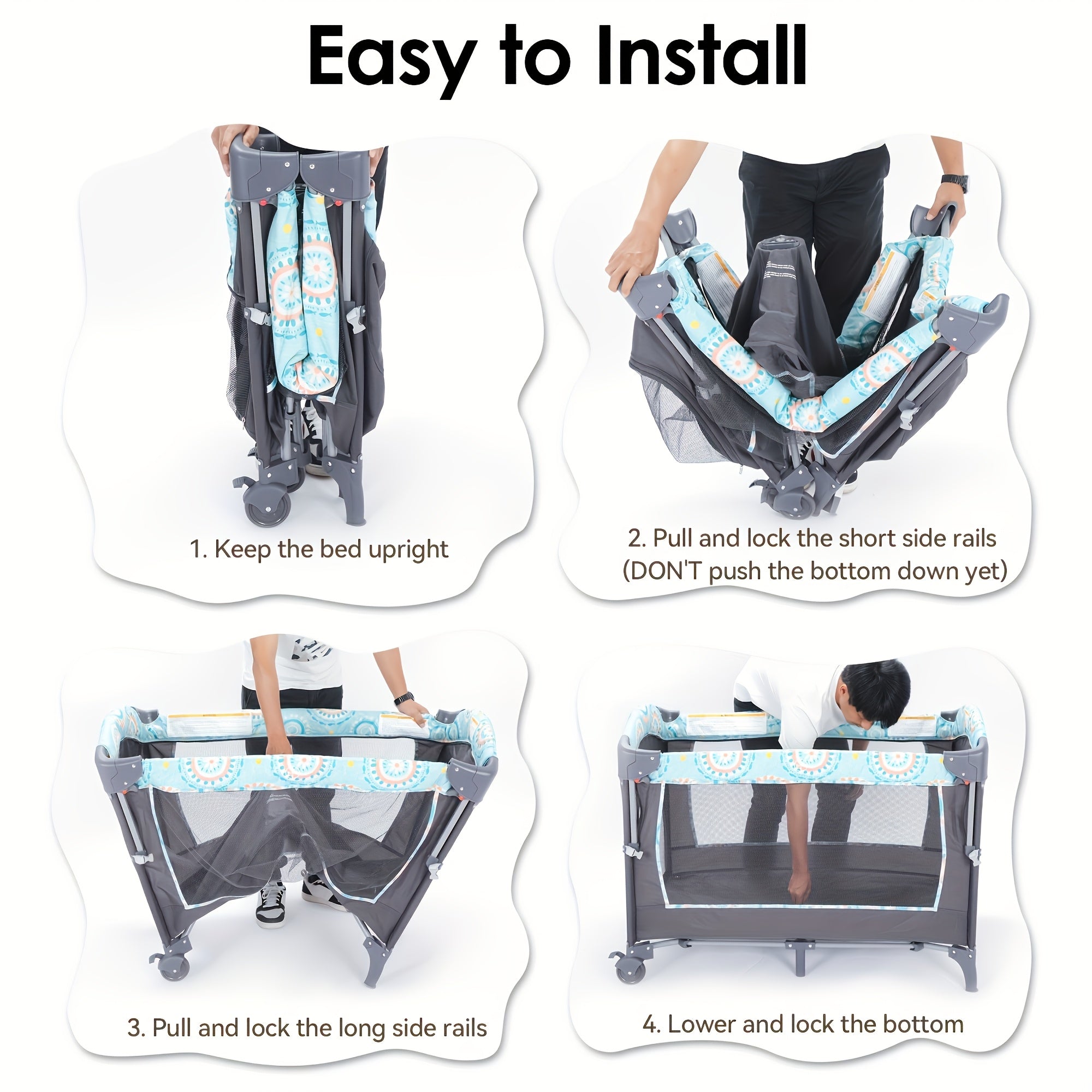 The 5-in-1 Portable Baby Bassinet With Side Bed Features A Detachable Changing Table, Mattress, Storage Shelf, Music Player, And Three Height Settings, Providing A Spacious Playpen For Baby. A Great Birthday Gift.Approx. 29.1 Lbs (max Rec. 19 Lbs)