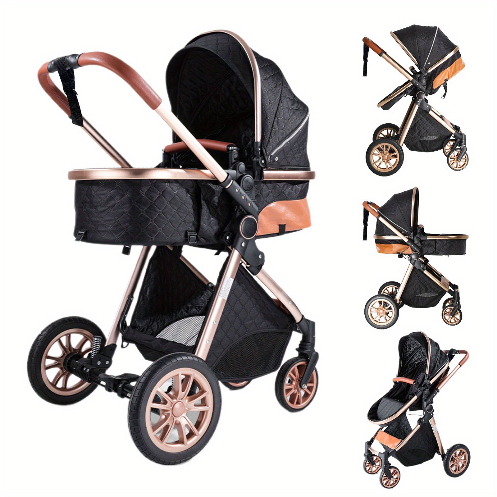 Cochildor Foldable Baby Stroller, Shock Absorption & All-Terrain Tires, Reversible Forward-Facing Push Adjustable Handlebar Large Sun Canopy Storage Basket, Lightweight Durable Polyester Frame, for Travel Shopping Park, Grey\u002FBlue\u002FBlack